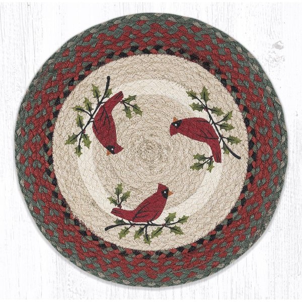 Capitol Importing Co 15 x 15 in PMRP25 Holly Cardinal Printed Round Placemat 57025HC